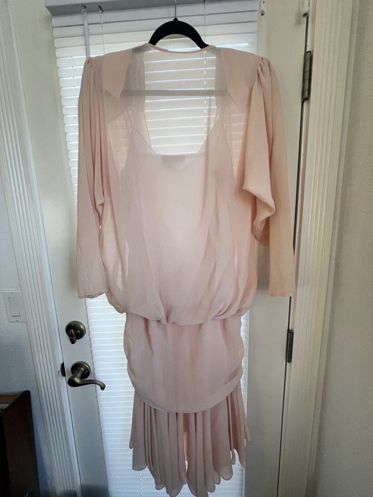 Rare Vintage 1982 Eletra Casadei Art Deco Blush Chiffon Dress Size 10 BEAUTIFUL