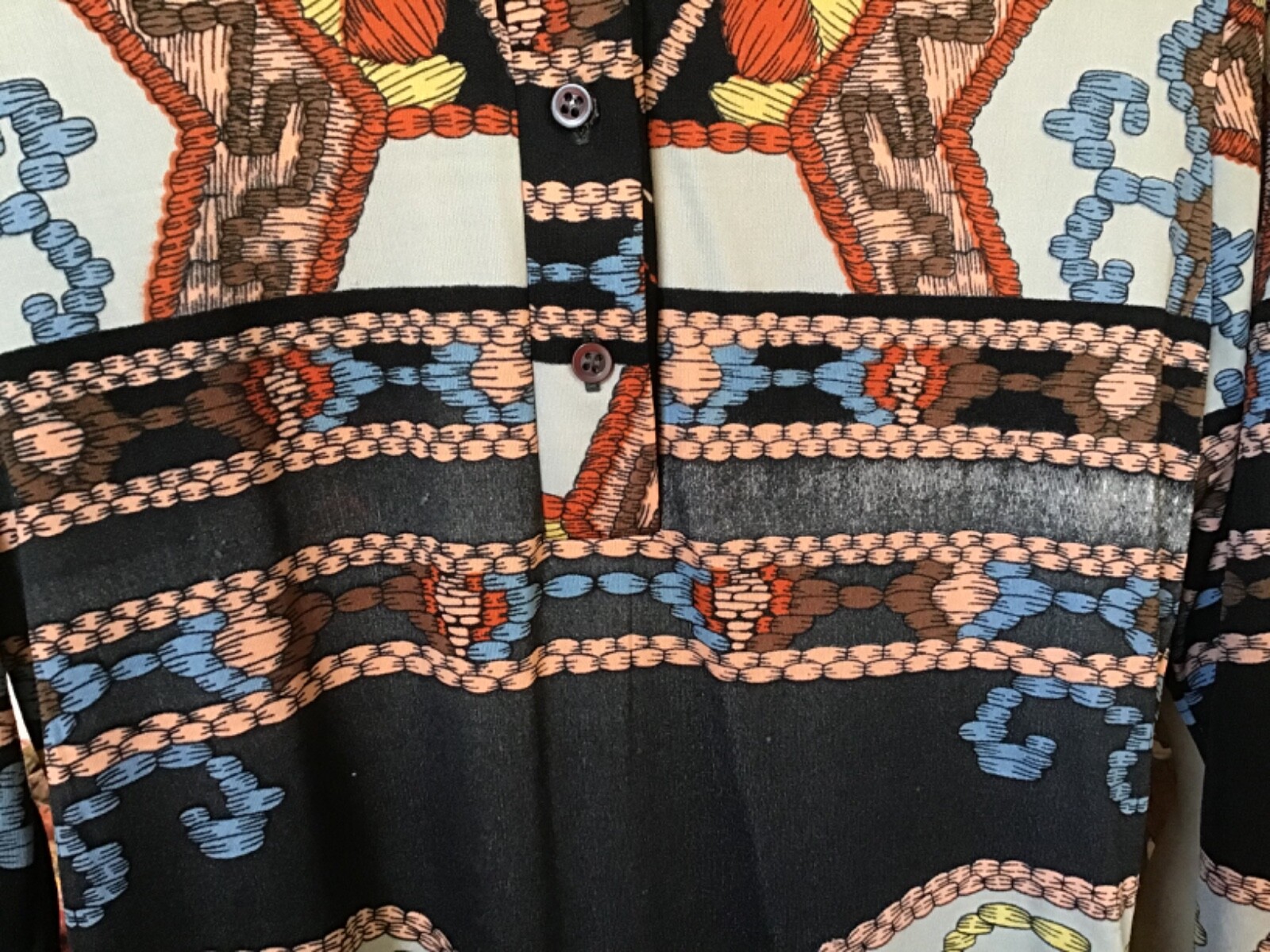 Vintage 1970s Mod Bodysuit Versace Style Print