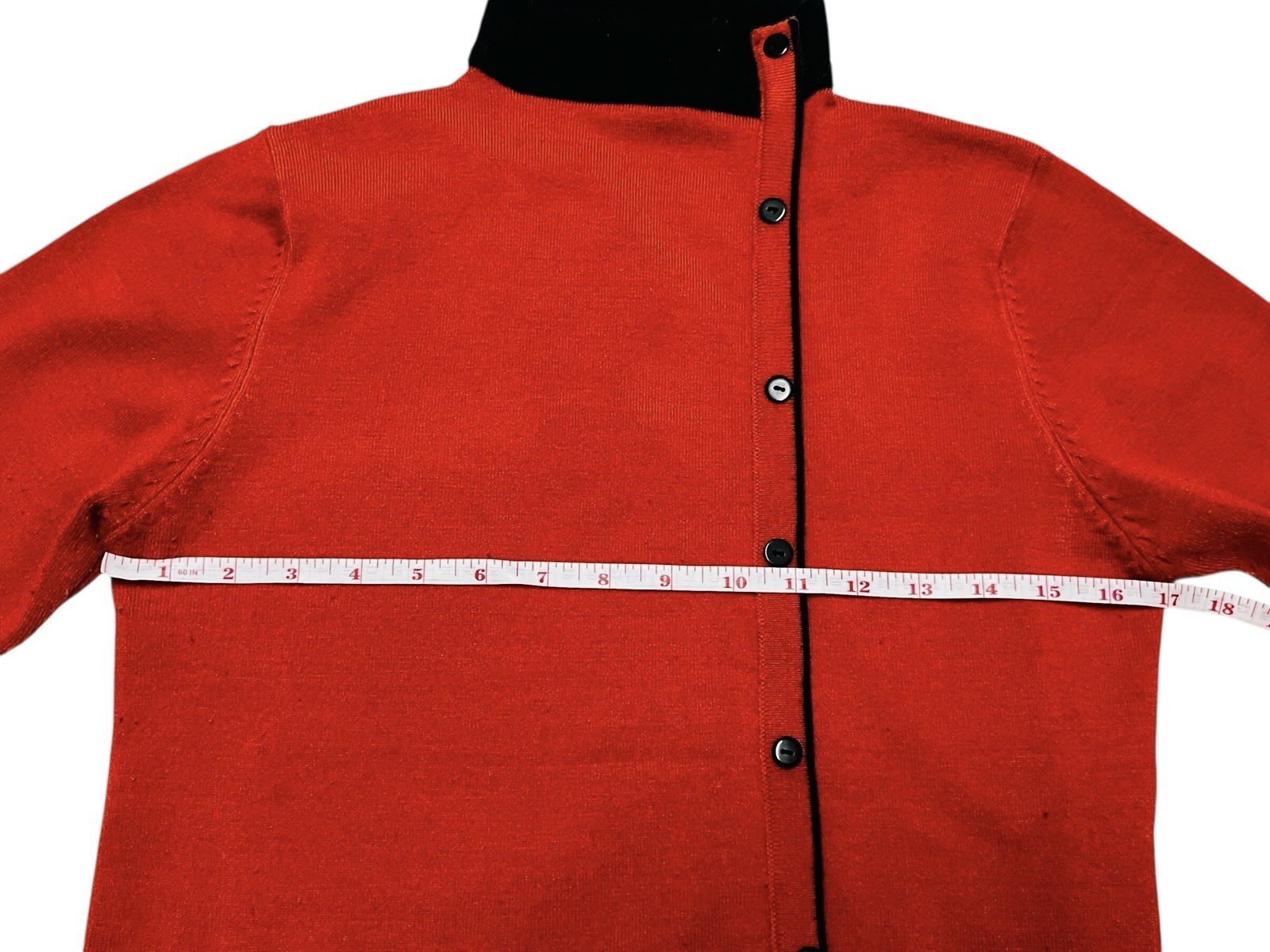 Vintage Asymmetrical Sweater Orange Black Avant-Garde Button Down Mod Knit Small
