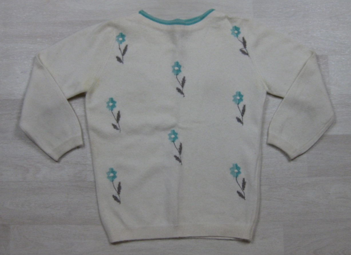 Vintage 1950s Bobbie Brooks Intarsia Sweater (S) Wool Blend Floral Boat Neck