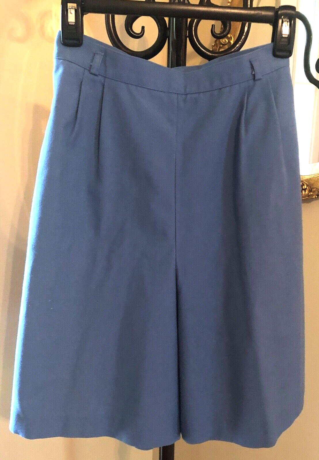 KORET CALIFORNIA Vtg 70s Blue « Koratron » No-Iron Culotte Shorts Back Zip ILGWU L