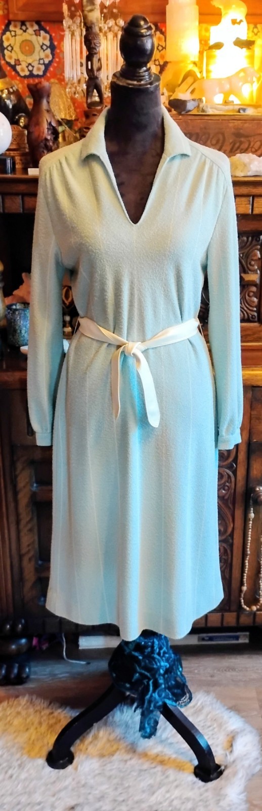 Vintage Robert Arthur 70&rsquo;s Day Trip Light Knit Bohemian Belted Shifted Dress