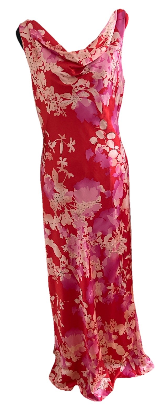 ALEX EVENINGS Vintage 90&rsquo;s Silk Summer Evening Dress with Matching Silk Scarf 14