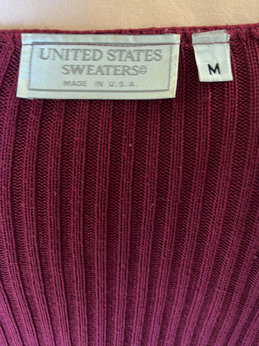 Vintage United States Sweaters made in USA maroon tie cardigan women size M