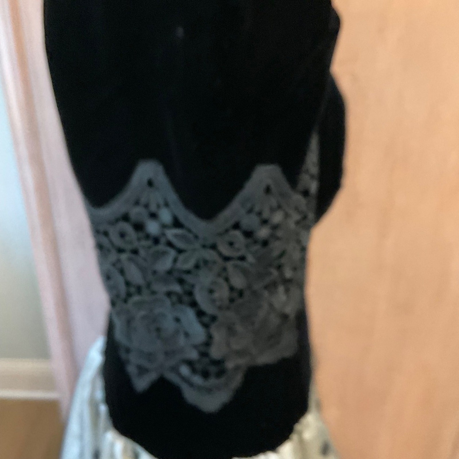 Rare VTG William Pearson 80’s Black Velvet Lace Puff Sleeve Formal Gown Sz 12