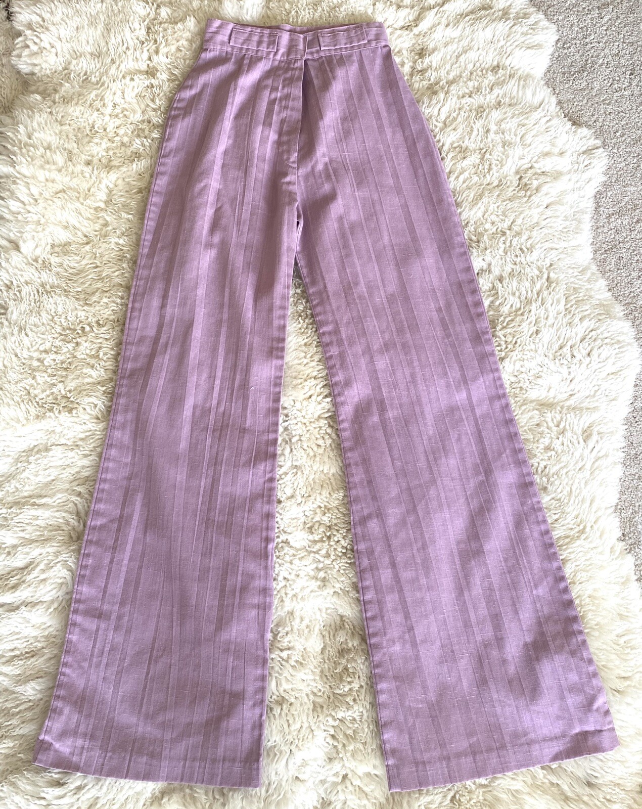 Vintage 70&rsquo;s Bobbie Brooks Bell Bottom Flare Pants Lilac 23 X 31 Retro Hippie