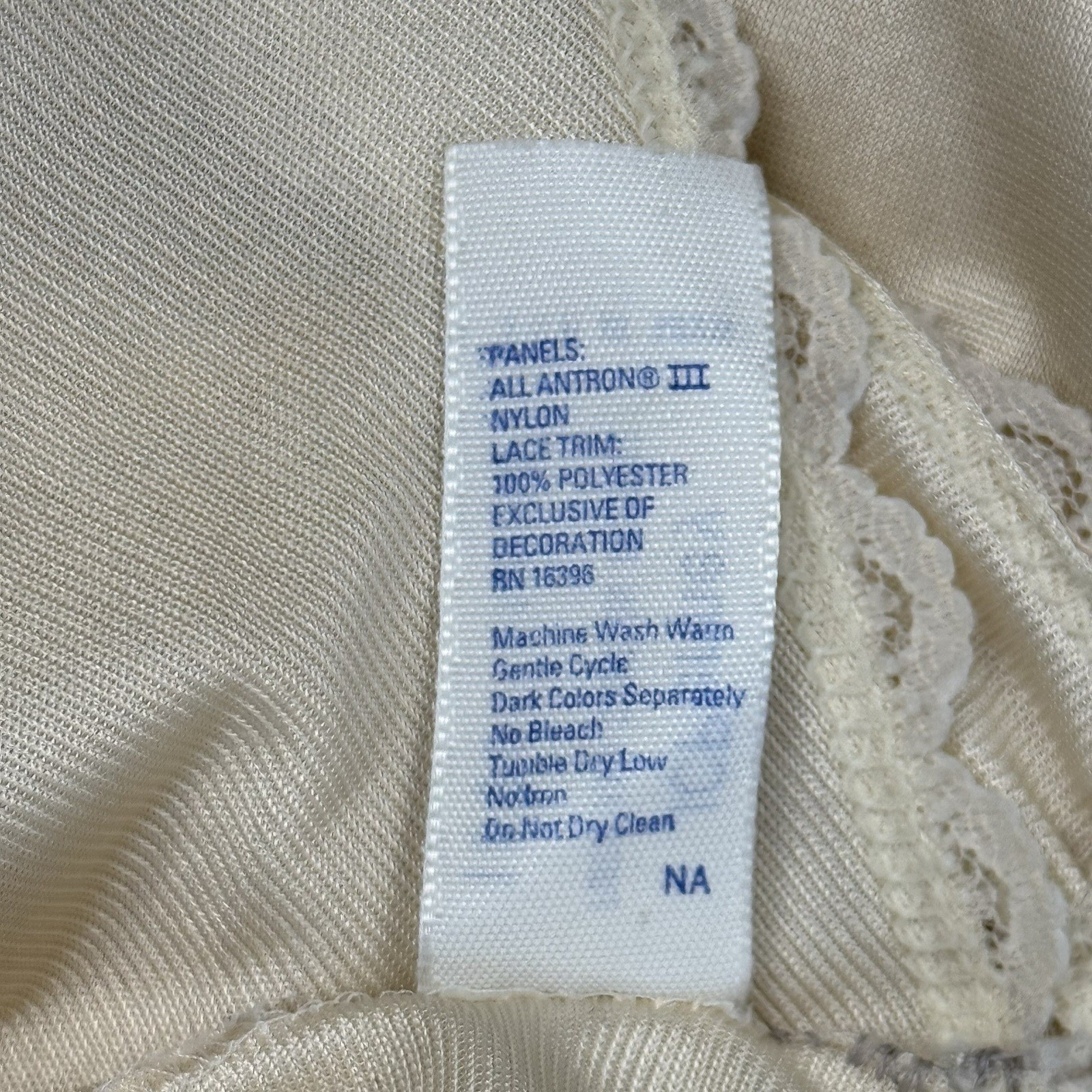 Vintage Camisole JCPenney Slip Tank Top Size 34 Beige Lace Trim Bow USA 70s 80s