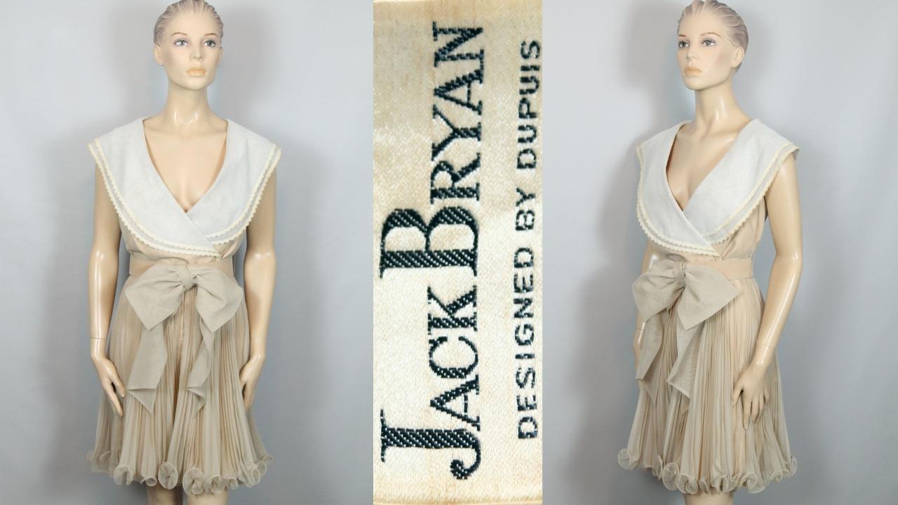 Vtg JACK BRYAN by DUPUIS Accordion Pleated Chiffon Evening Cocktail Dress Gown