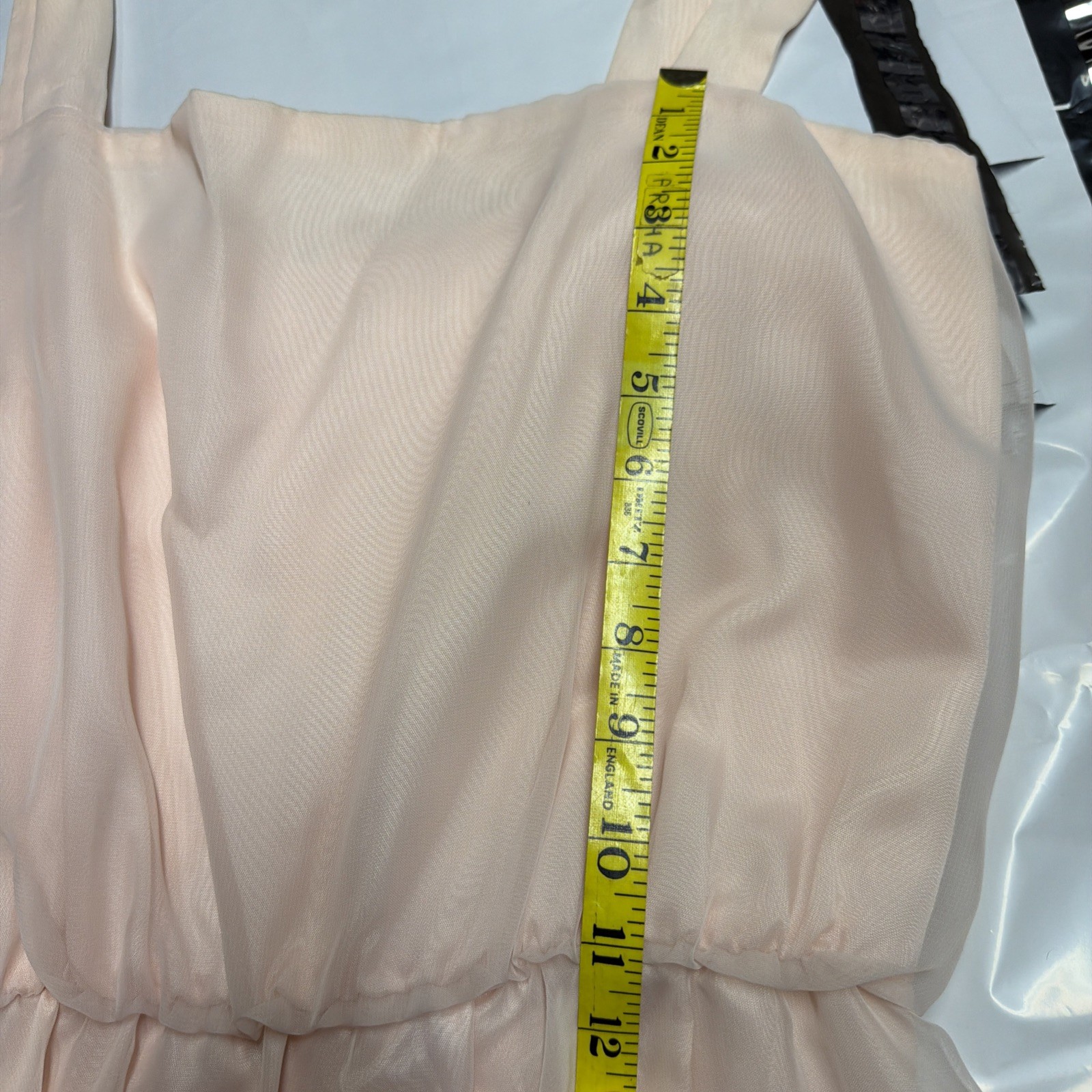 Vintage Blush Pink Polyester Chiffon Maxi Dress | Size 12 | Formal | Made in USA