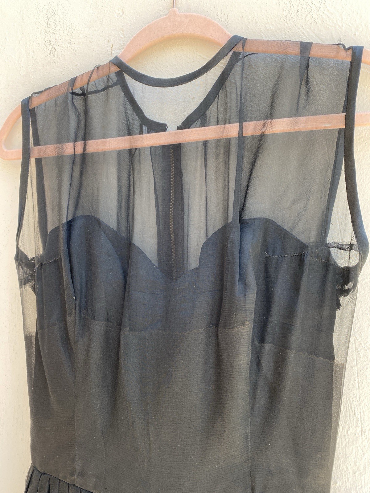 Vintage 50s M Silk Chiffon Sheer Pleated Evening Dress Sexy Full Circle