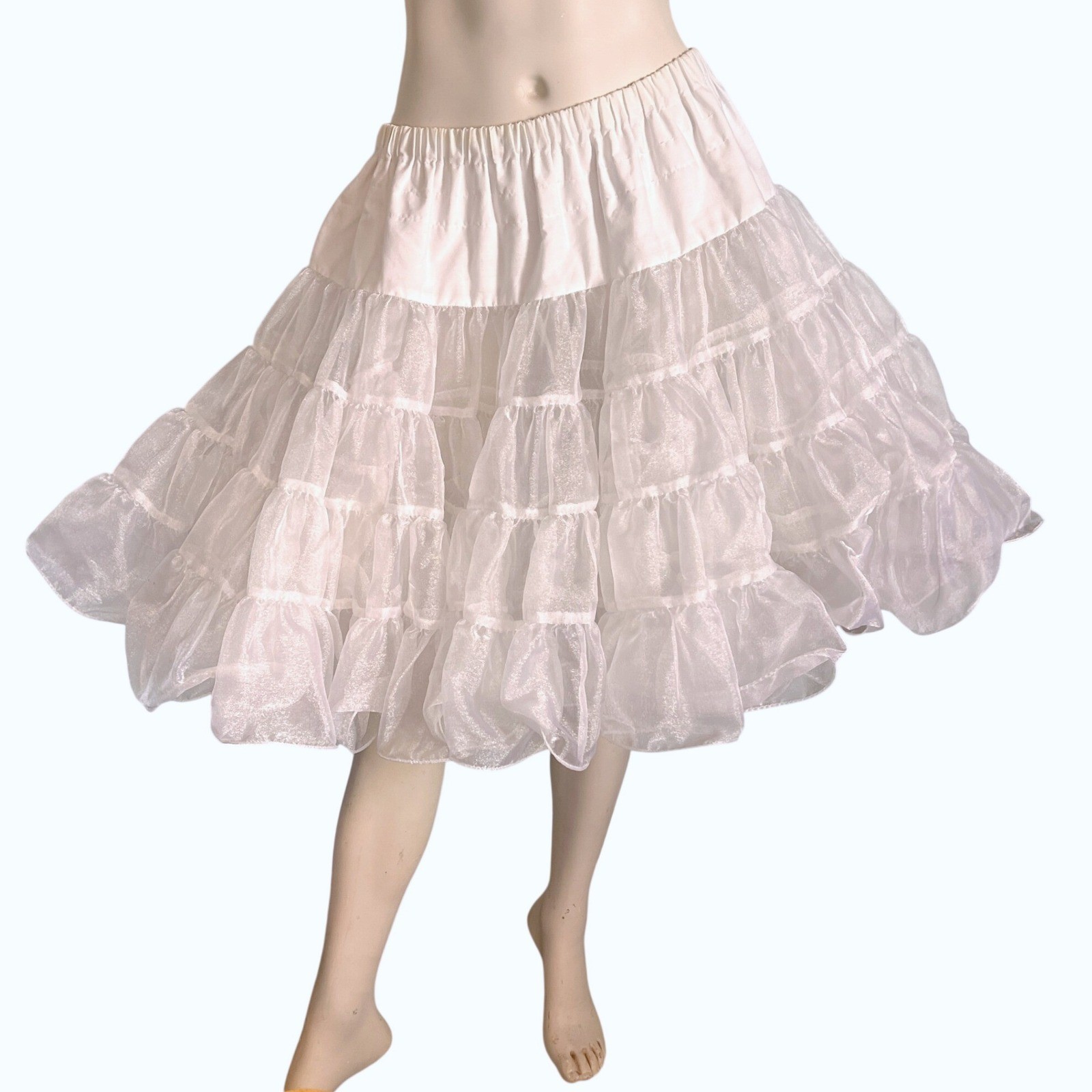 Fancy Frills Petticoat Skirt Womens M White Square Dancing Crinoline Rockabilly