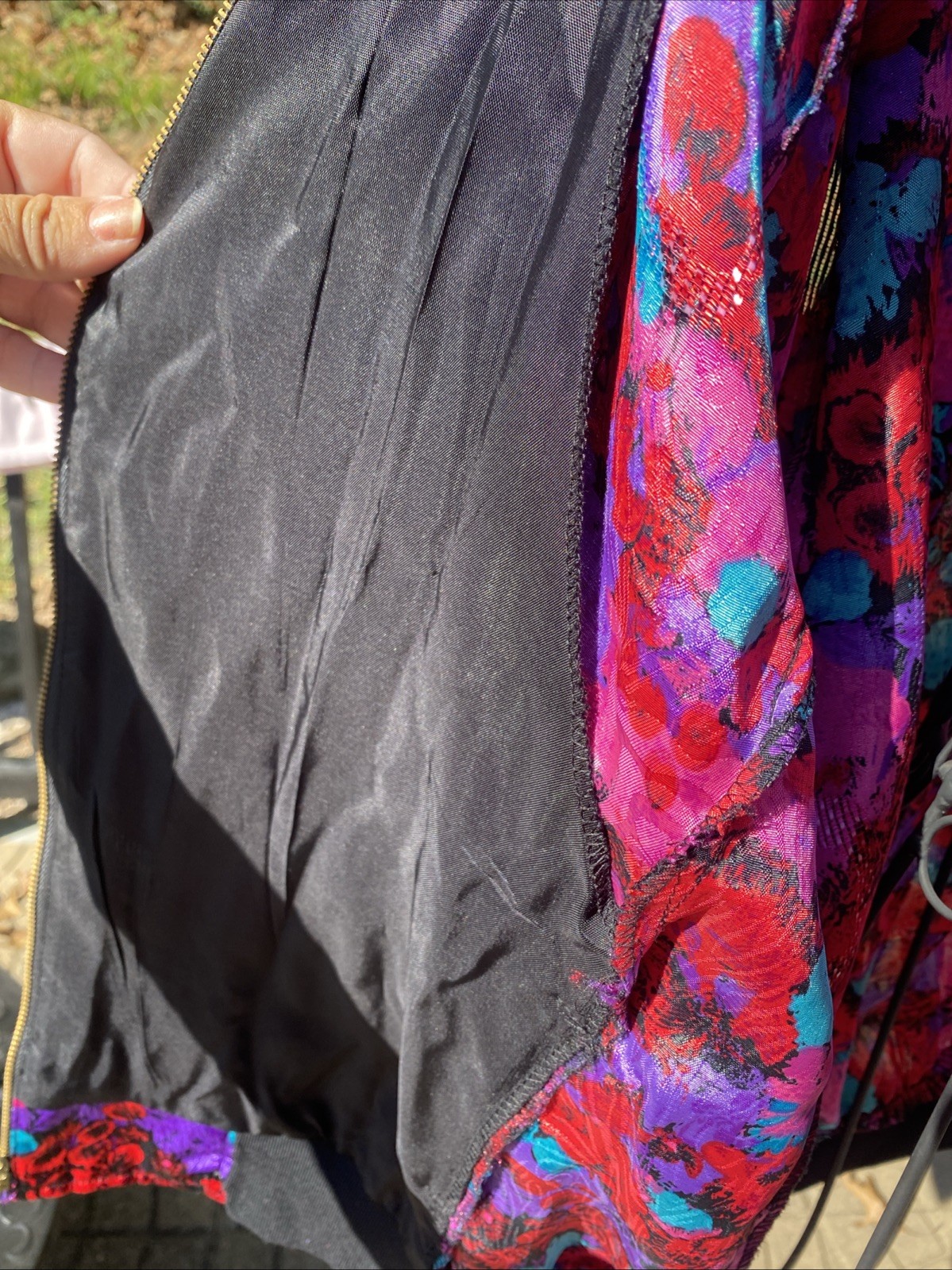 Vintage Polyester Maygene Floral Zip Up Windbreaker Jacket Size M