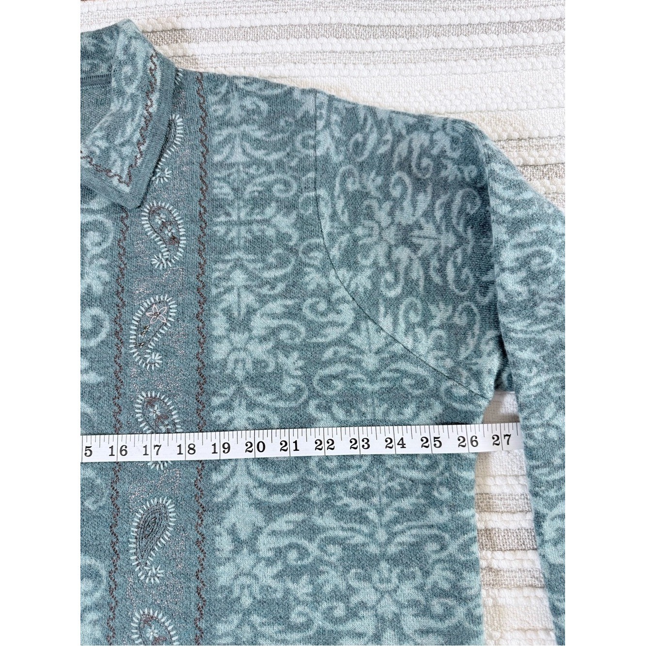 Pendleton Vintage 100% Merino Wool Zip Cardigan Sweater Plus Sz 3X Blue Paisley