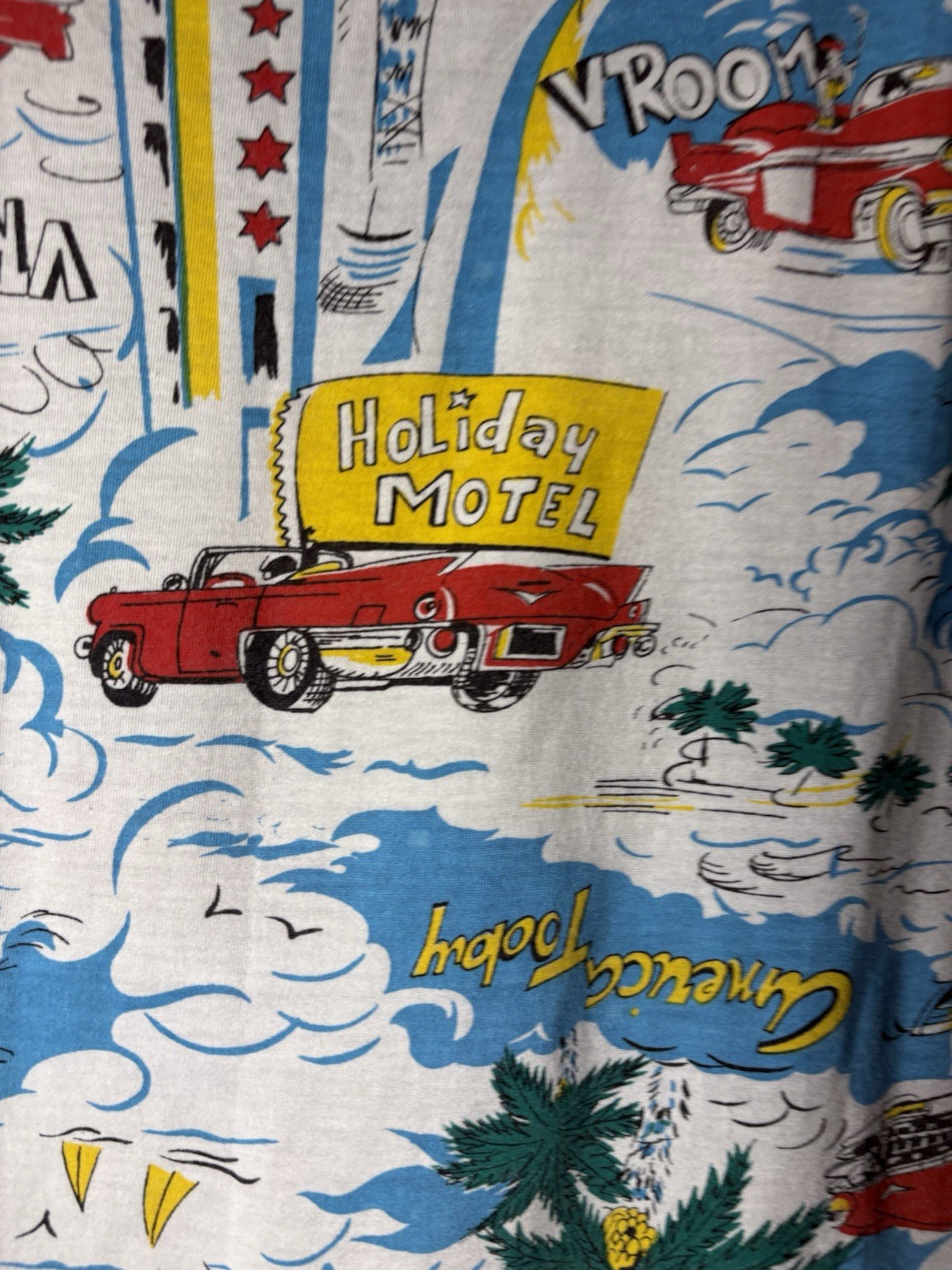 Vtg 80&prime; Instant Glamour Limited Express Cotton Graphic Tee Holiday Motel Cars M