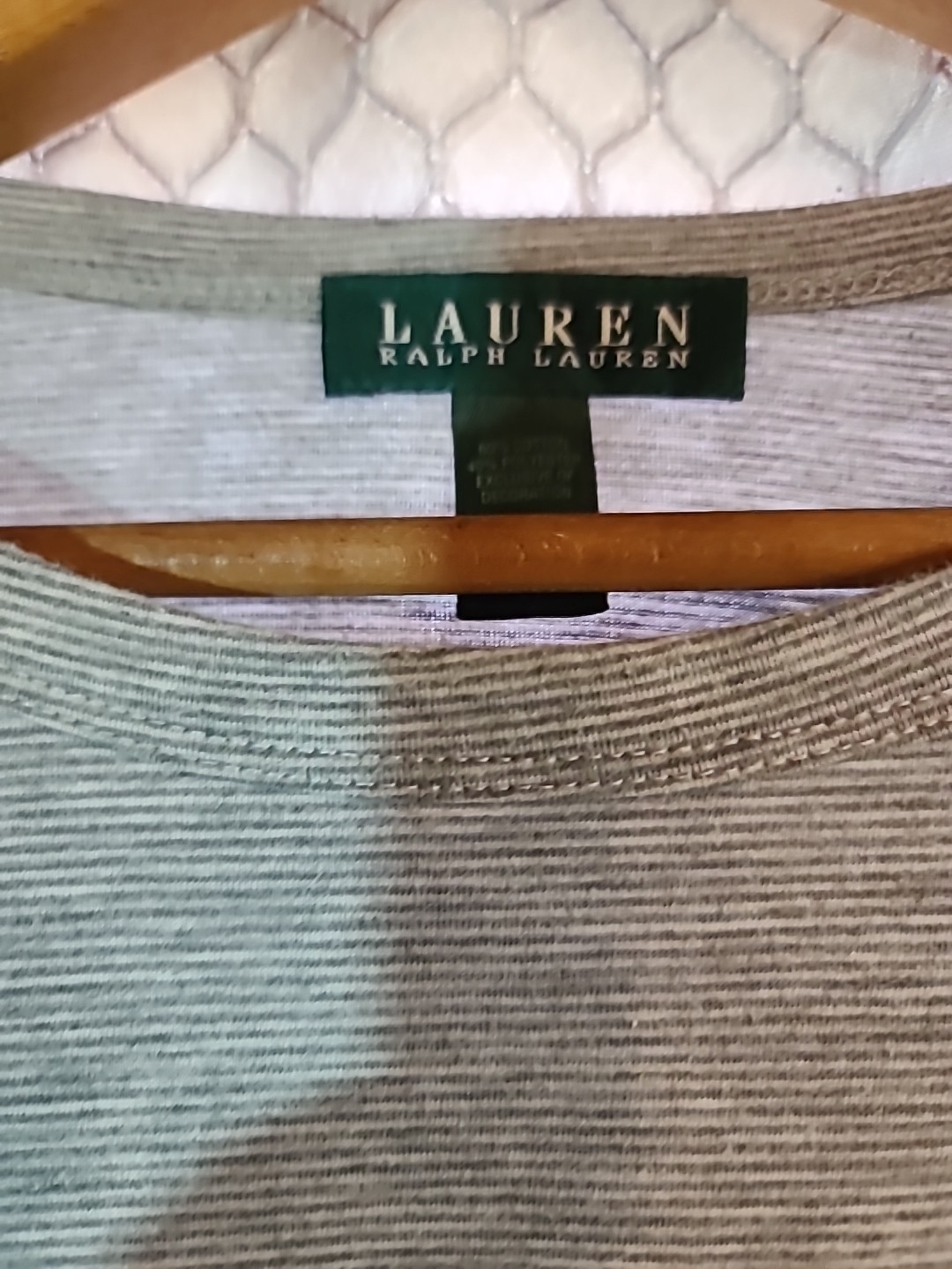Lauren Ralph Lauren womans strtiped Gray Long Sleeve Top Size M boat neck