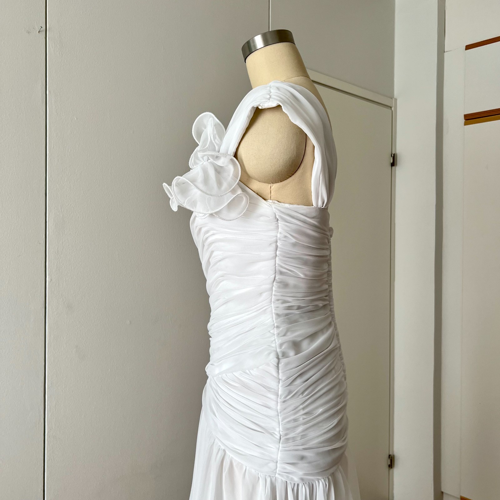 1980s JOHN CHARLES Minimalist Wedding Dress Drop Waist Bridal Fairytale Romantic