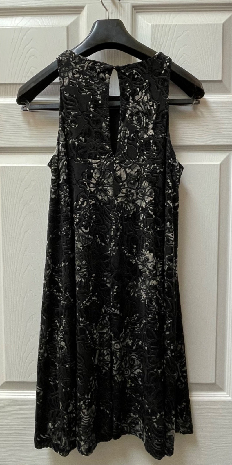 Vintage Adrienne Vittadini Sz Small S/L Burnout Velvet Shift/Trapeze Lined Dress