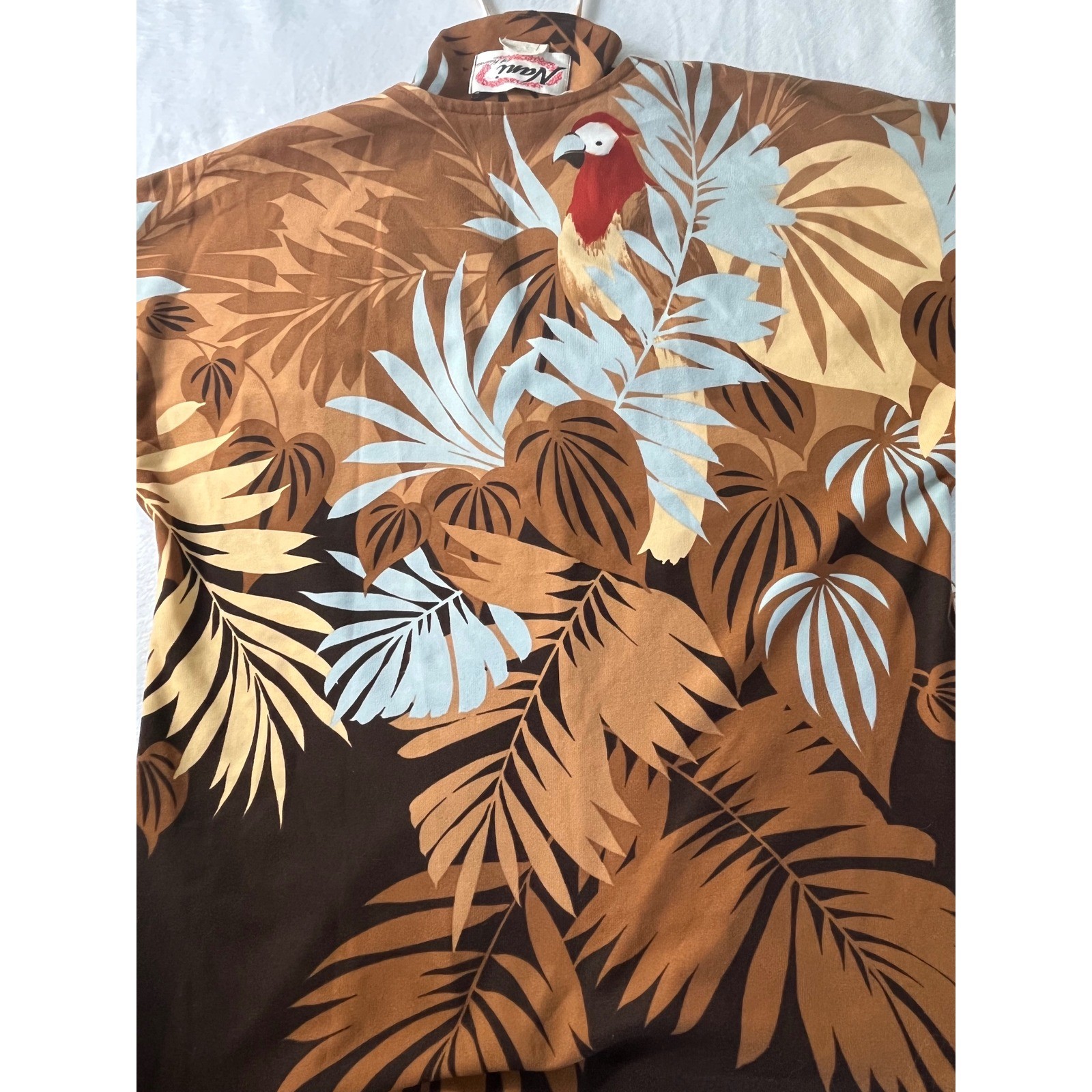 Vintage 1960s Nani of Hawaii Tea Timer Top, Mid-Century Tiki Macaw Parrot Tunic