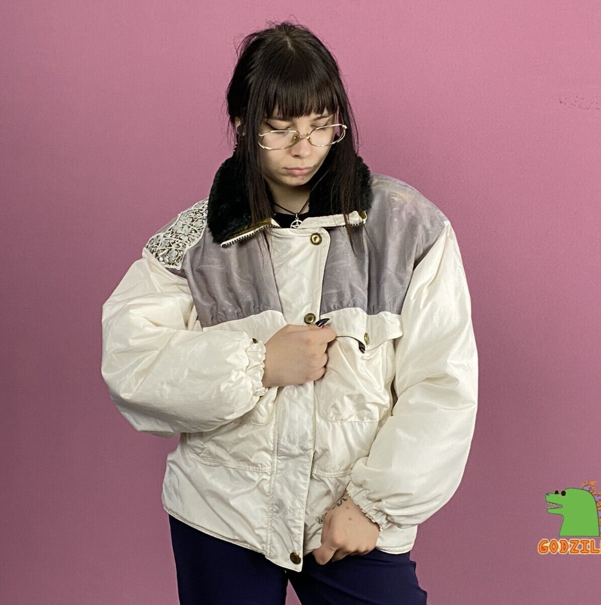 90s Ellesse Vintage Women&rsquo;s Ski Jacket L White Nylon Puffer Sport Winter Jacket