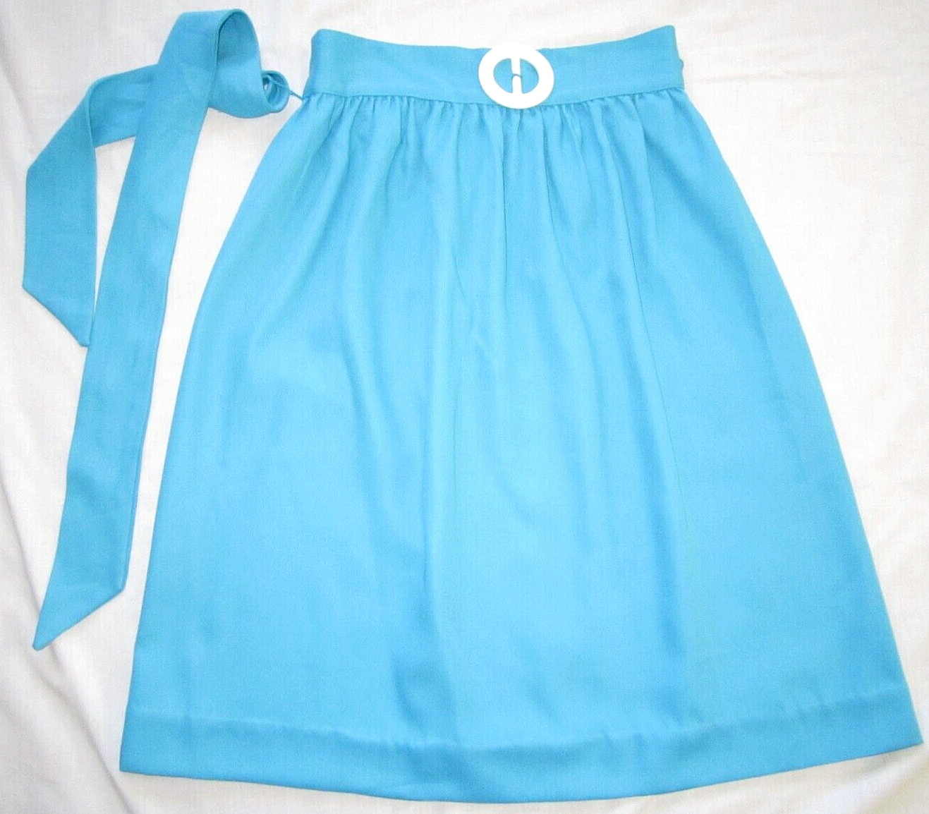 Vintage Blue Polyester Cotton Gathered Skirt 26&Prime; waist + Belt Retro Hippie 1970s