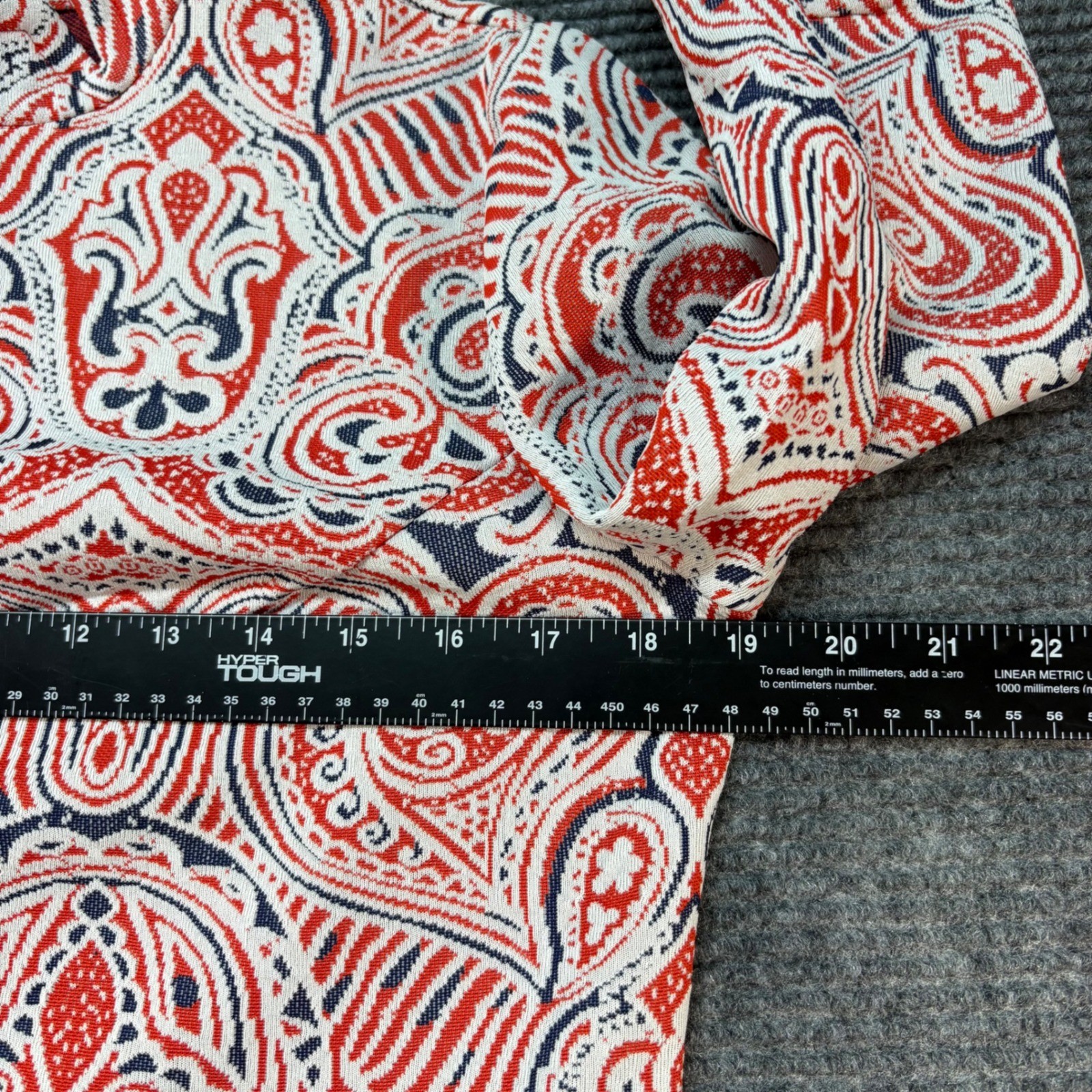 Vintage Its Better Mod Mini Dress Orange Paisley Double Knit Mok Neck 60/70s S/M