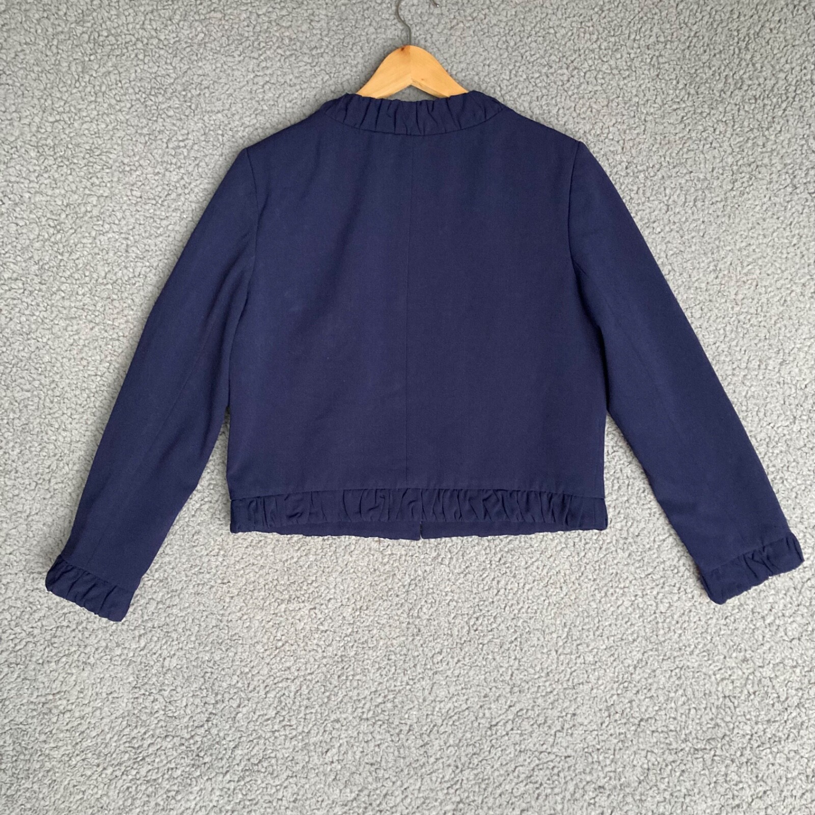 Harve Benard Cropped Blazer Jacket Lined Navy Career Womens 12 L Bust 40 Vtg