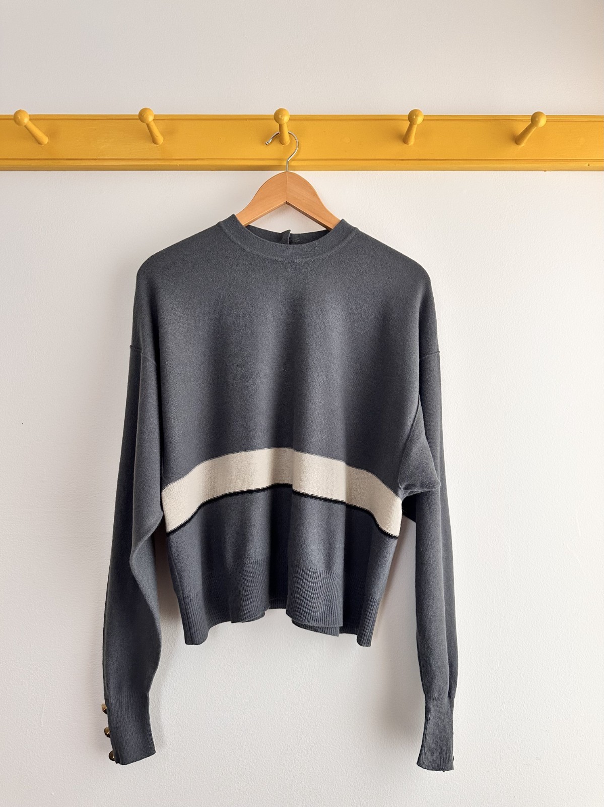 Vintage SONIA RYKIEL Paris wool fine gauge striped colorblock knit sweater Italy