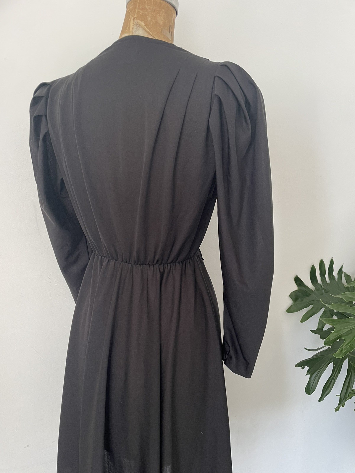 Vintage 1970’s – Early ‘80s Black Disco Dress Puff Sleeves ILGWU USA XS/S