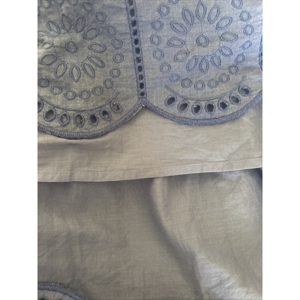 NWT Womens VINEYARD VINES Eyelet Smocked Top Chambray Blue Woven Size Large