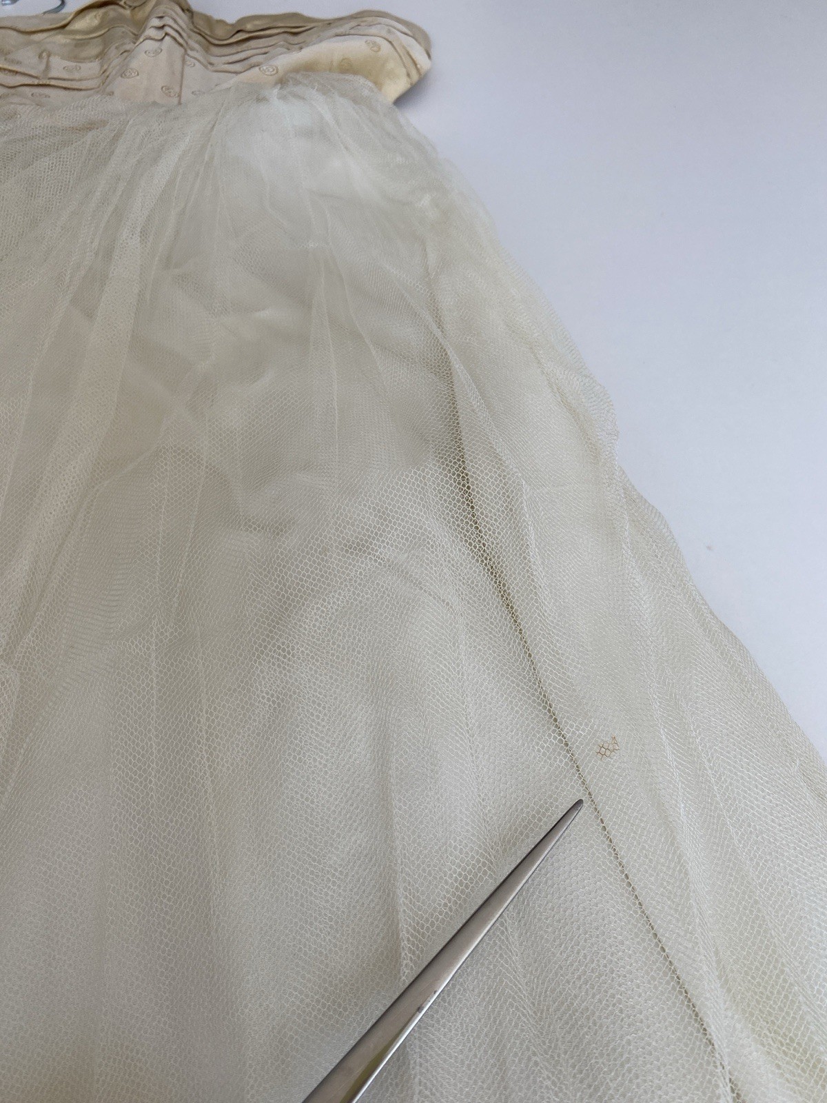 Vintage 50s S Strapless cotillion party Prom dress long Ivory Tulle