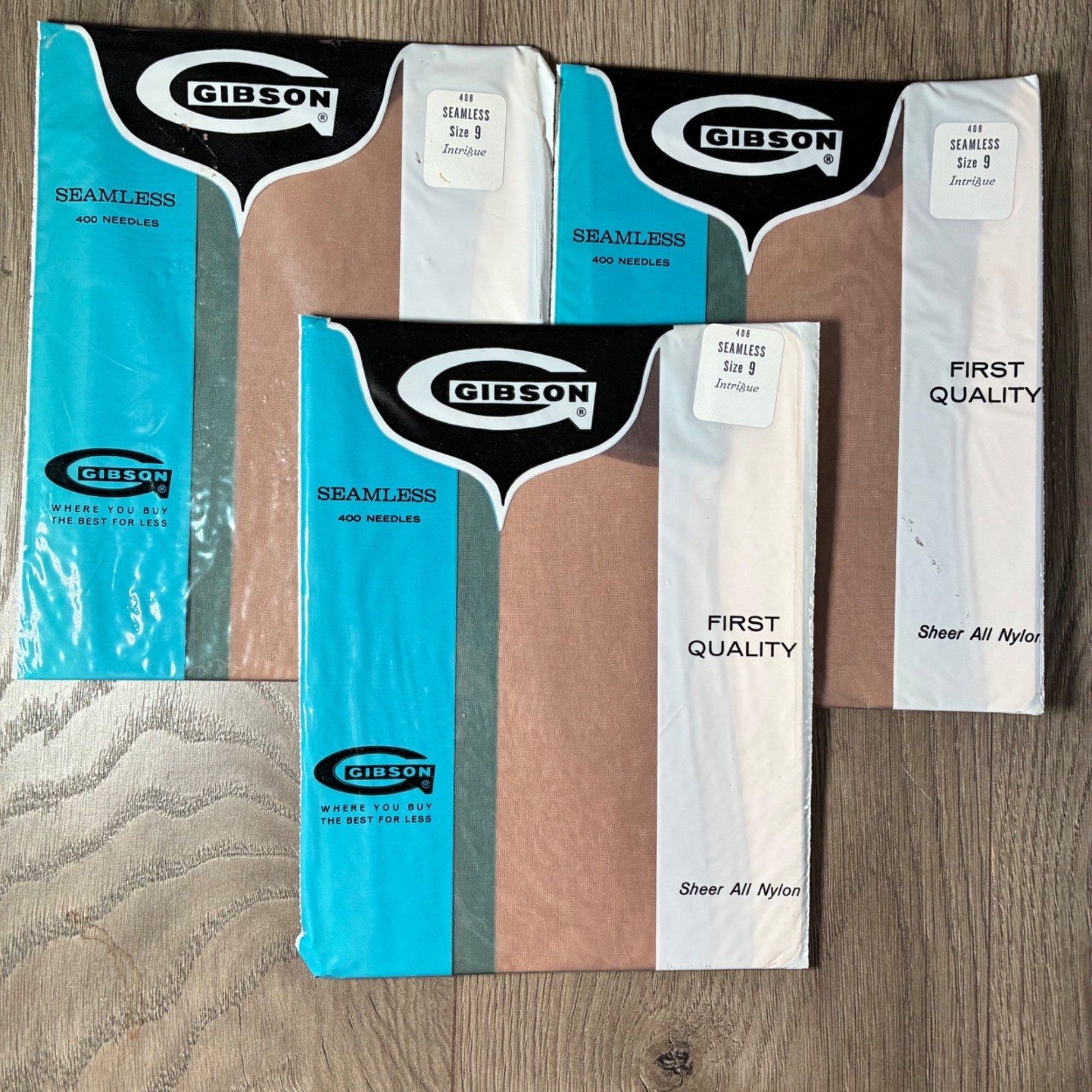 Gibson Seamless Sheer All Nylon Stockings Size 9 Intrigue Lot Of 3 1st Quality b