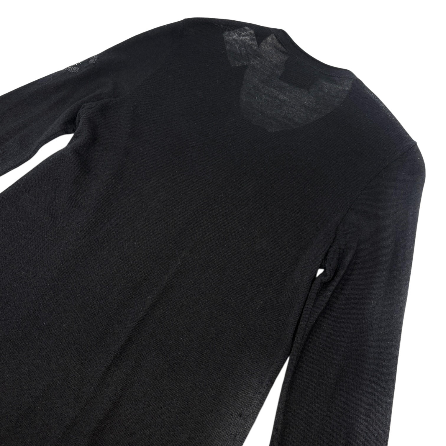 CHANEL Sport Vintage 09A CC Logo Cashmere Zipped Jacket #34 Sequins Black