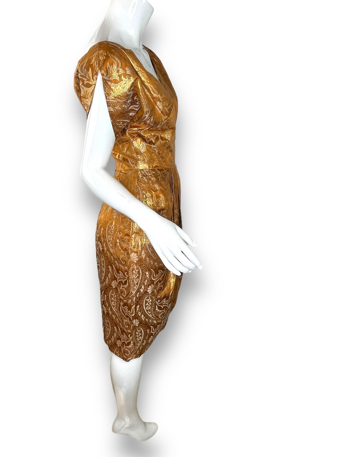 Rare Vintage 1950&rsquo;s Sylvan Rich for Martini Copper Gold Metallic Dress Wiggle