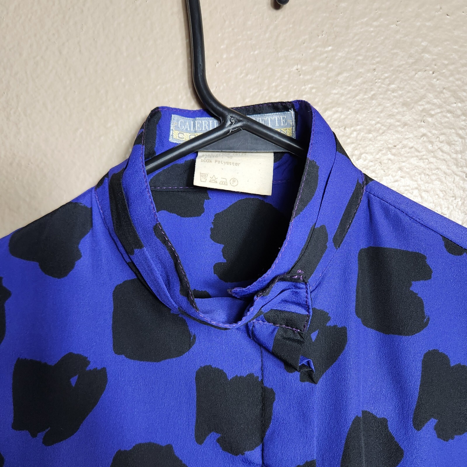 Galeries Lafayette Collection VTG Wmns Purple/Black Abstract Blouse-Size M/EU 40