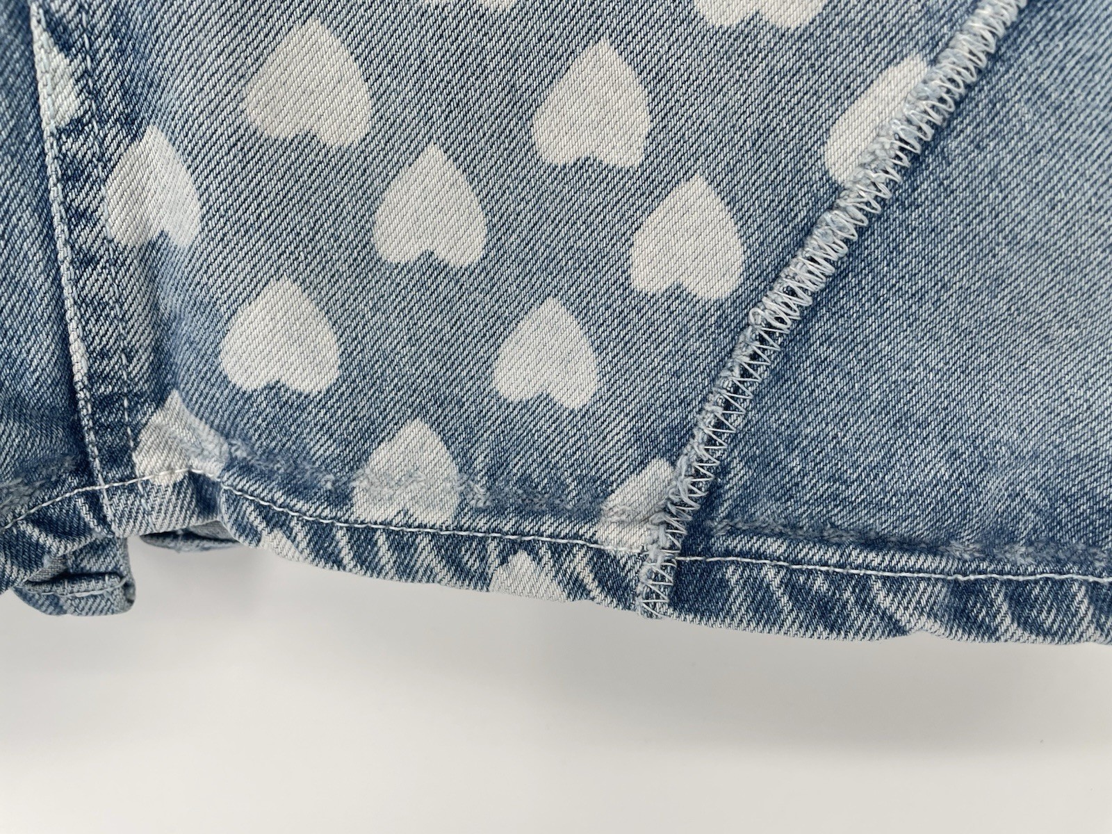 Vintage 1990s 2000s Y2K Patchwork Heart Denim Jean Midi Wiggle Skirt medium
