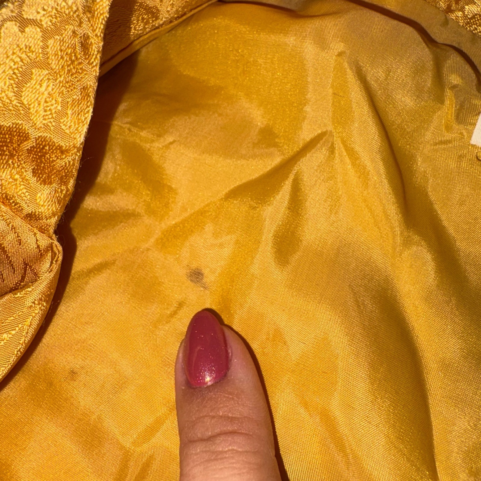 Vintage Dynasty Gold Silk Damask Floral Brocade Maxi Robe Gown Hong Kong S