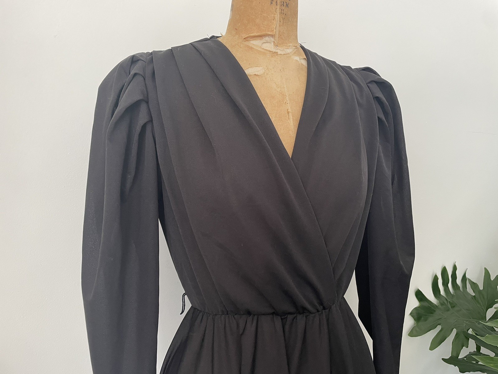Vintage 1970’s – Early ‘80s Black Disco Dress Puff Sleeves ILGWU USA XS/S