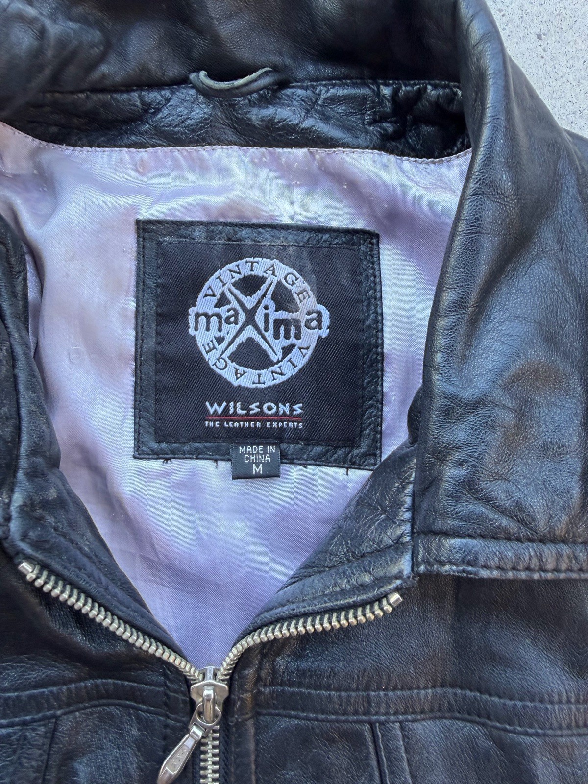 Wilsons Leather Maxima Jacket Mens Medium Black Moto Biker Zip Up