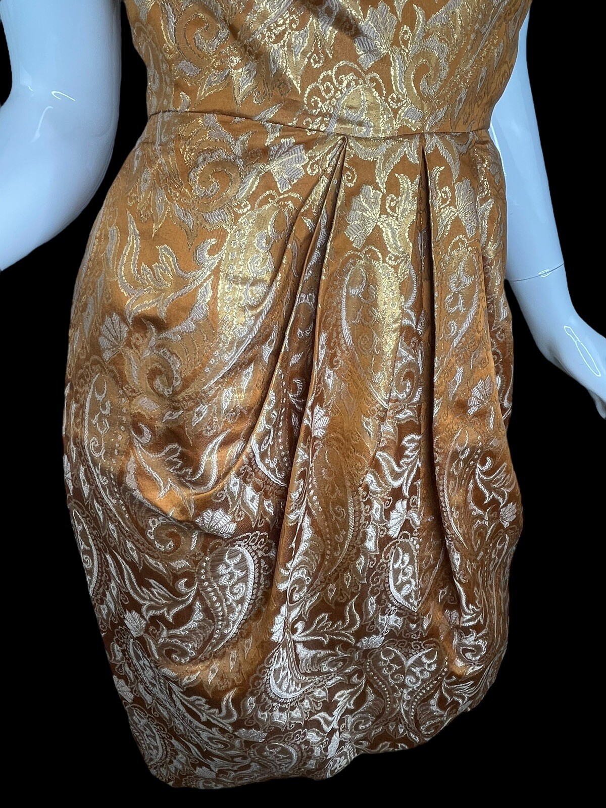 Rare Vintage 1950&rsquo;s Sylvan Rich for Martini Copper Gold Metallic Dress Wiggle