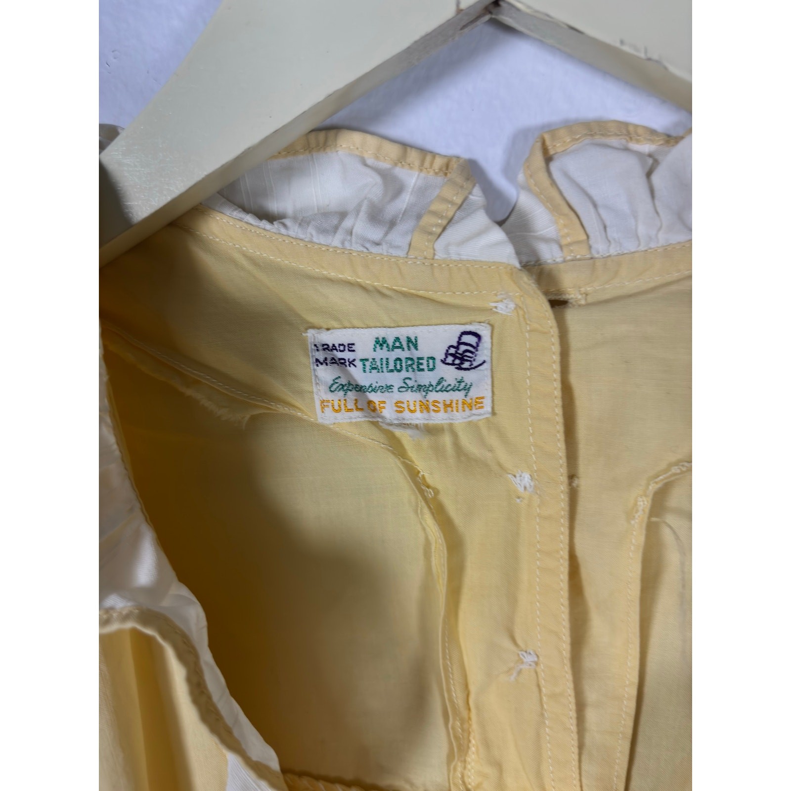 1950s Expensive Simplicity Yellow Cotton Ruffle Maids Uniform Dress As Is