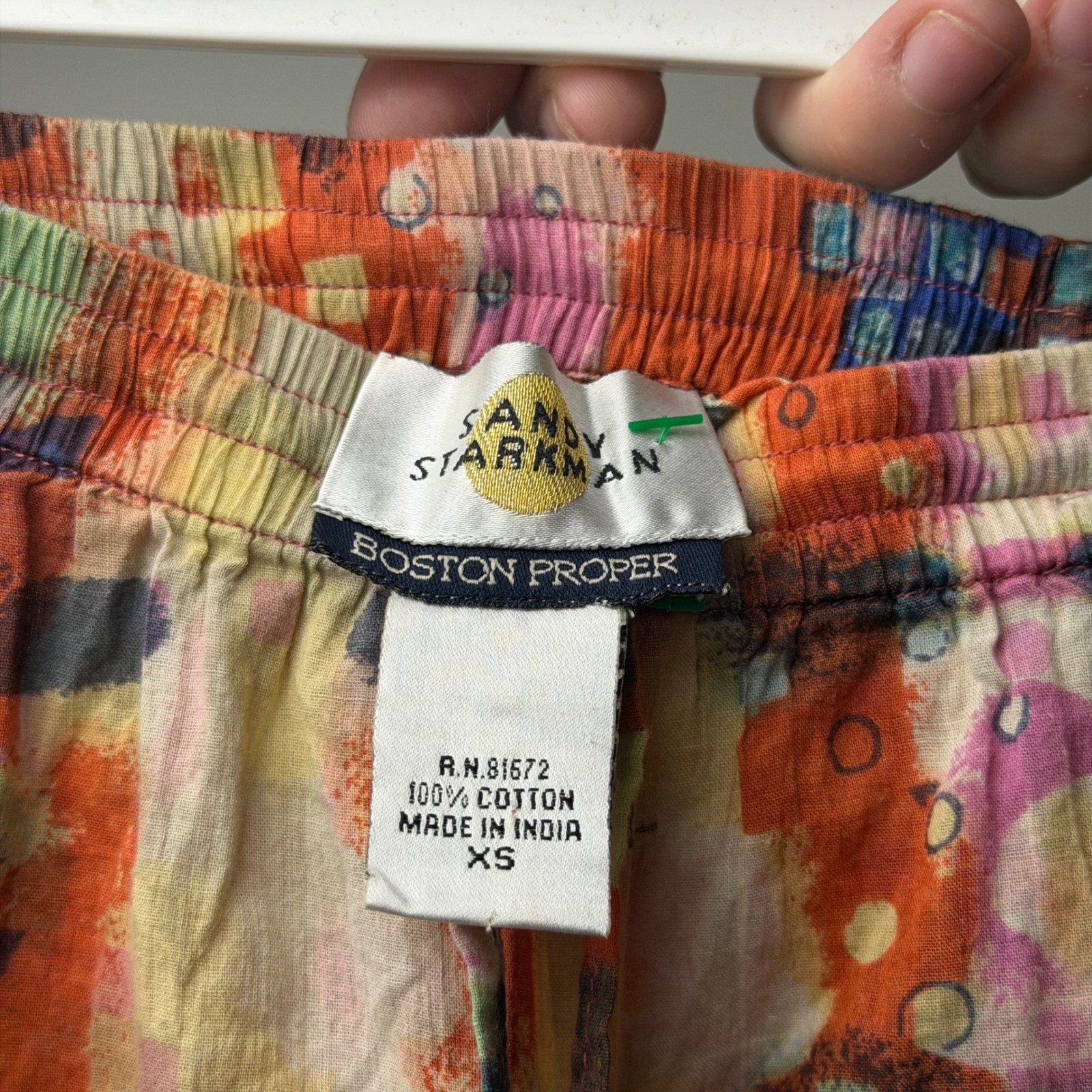 VTG Sandy Starkman Boston Proper Midi Skirt Fairy Eclectic Raw Dyed Patchwork XS
