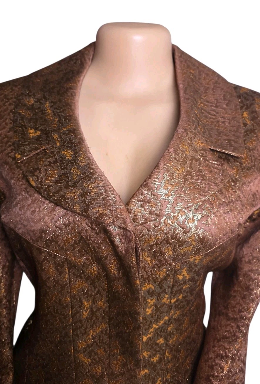Vtg 80s Neiman Marcus Exclusive Metallic Brocade Skirt Suit Women 4 Dynasty Glam