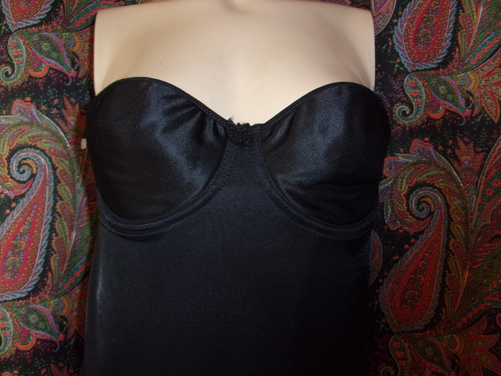 VTG Miraclesuit Black Strapless Bra Top Girdle Corset Slimmer Panty Corset 36B