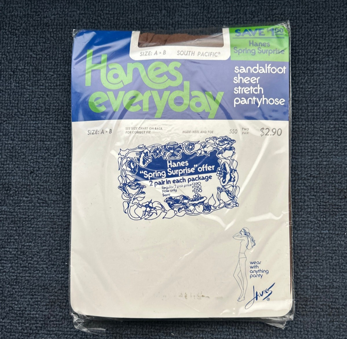Vintage Hanes Everyday Pantyhose Sandalfoot Sheer Stretch South Pacific – SEALED