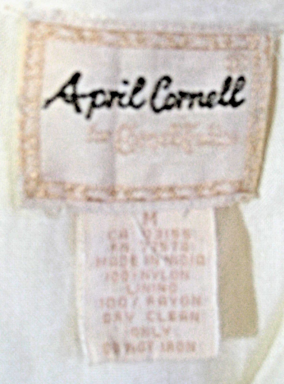 Vintage April Cornell ivory mesh overlay drop waist handkerchief hem dress M