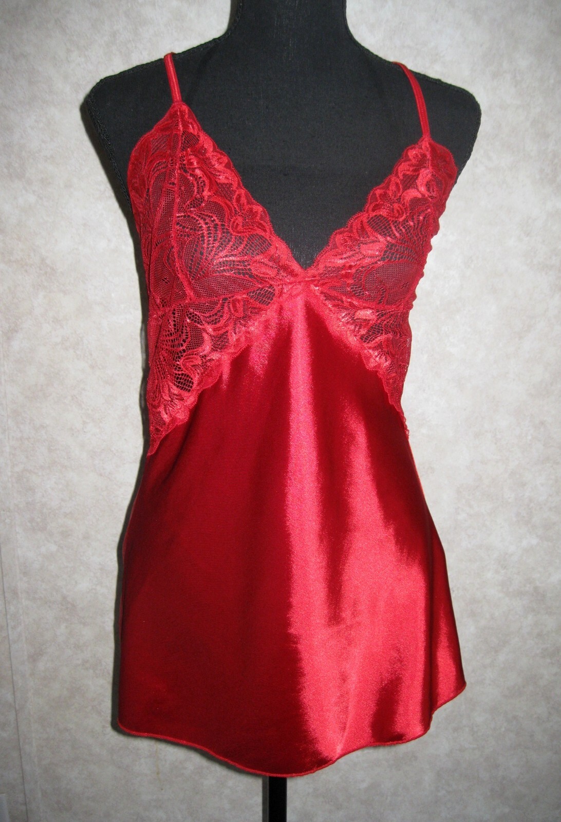 Avidlove red satin with lace trim baby doll nightie size S