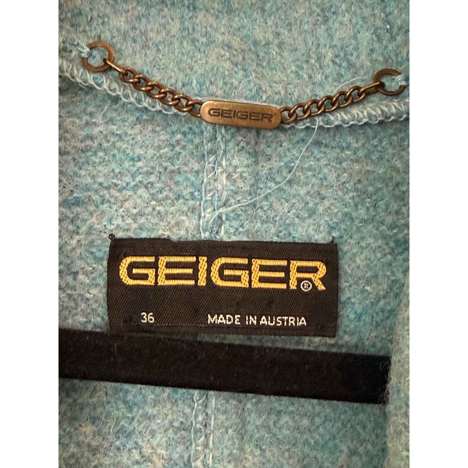 Geiger Collections Blue Blazer Jacket Coat Women&rsquo;s 36 Austria 100% Wool Vintage