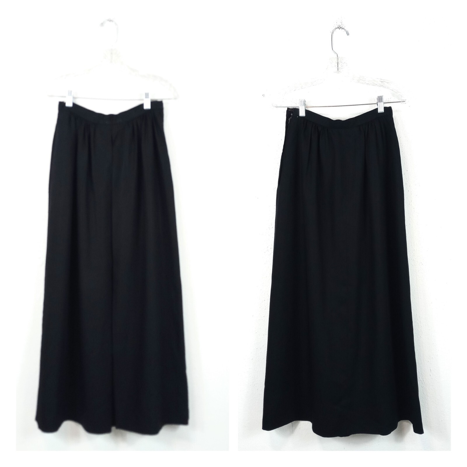 60s Vintage ILGWU Nelly de Grab Black Formal Single Pleat Maxi Skirt Size XS 0-2