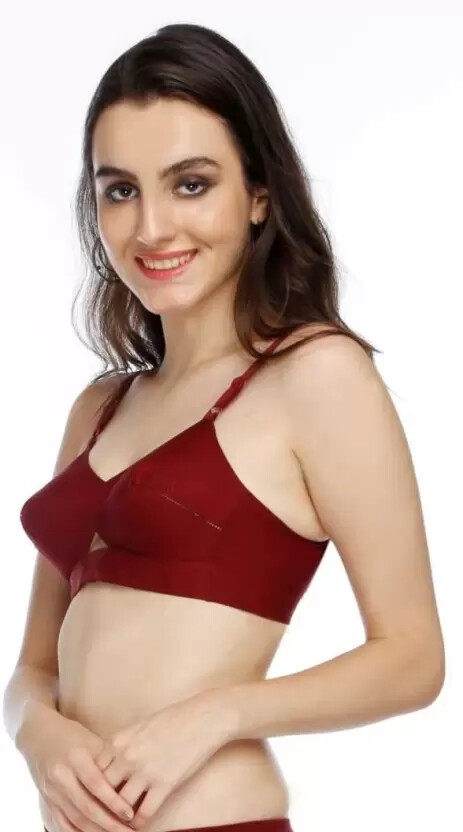 Vintage Maroon Cotton Bullet Bra – Round Stitch Comfort & Style for Every Body