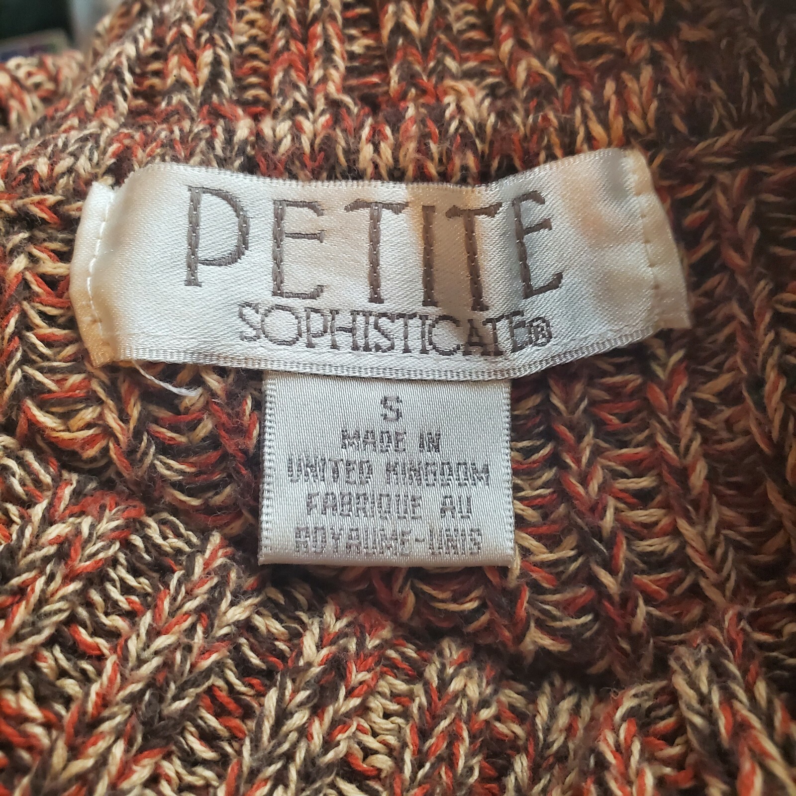 Petite Sophisticate Turtleneck Sweater Pullover 100% Cotton Neutral Multi Small